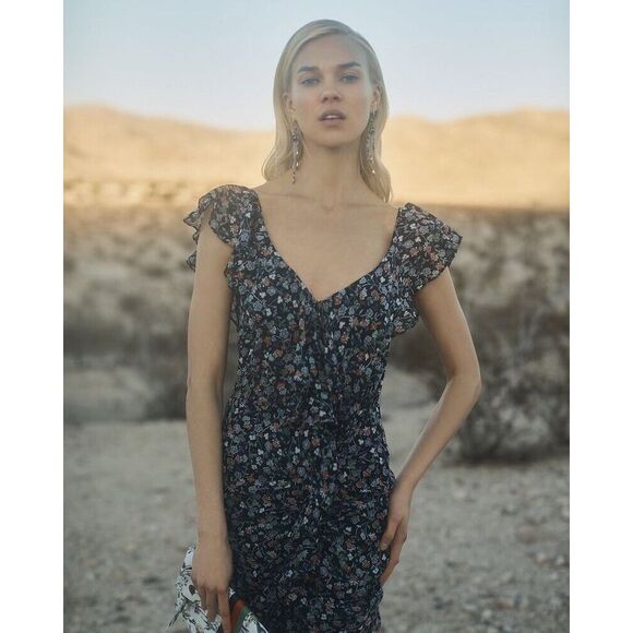 Veronica Beard Marilyn Cold Shoulder 100% Silk Dress Size 2 - Picture 2 of 16